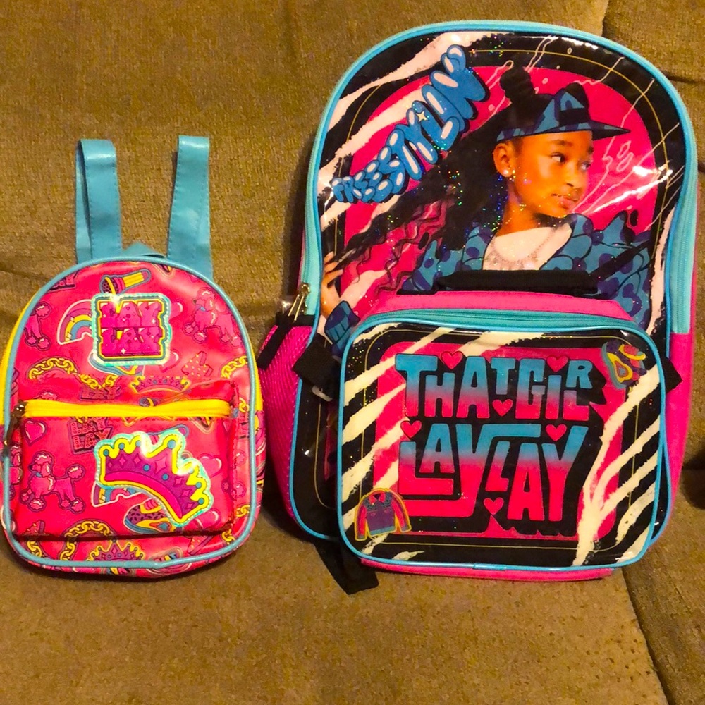 That Girl Lay Lay Never Used book bag w/lunch box & backpack purse sold as a set